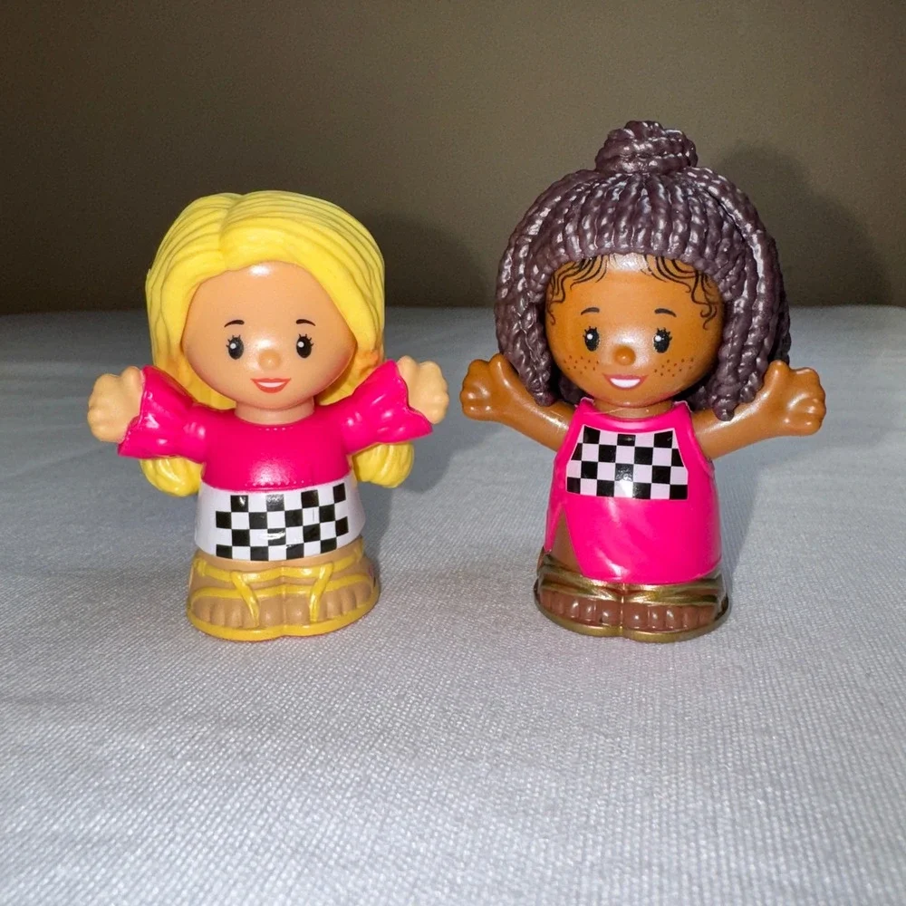 Fisher-Price Little People Barbie Figures Pink Checkered Outfits Set of 2 HGP63